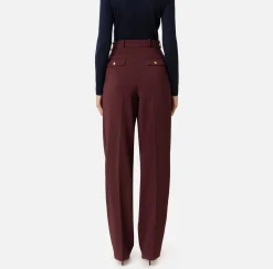 Elisabetta Franchi Trousers And Shorts|Stretch crêpe trousers with double darts RougeNoir