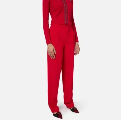 Elisabetta Franchi Trousers And Shorts|Stretch crêpe trousers with double darts RedPassion