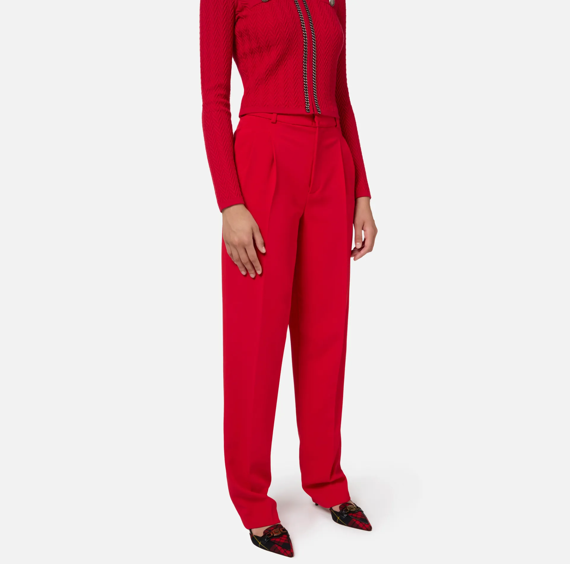 Elisabetta Franchi Trousers And Shorts|Stretch crêpe trousers with double darts RedPassion