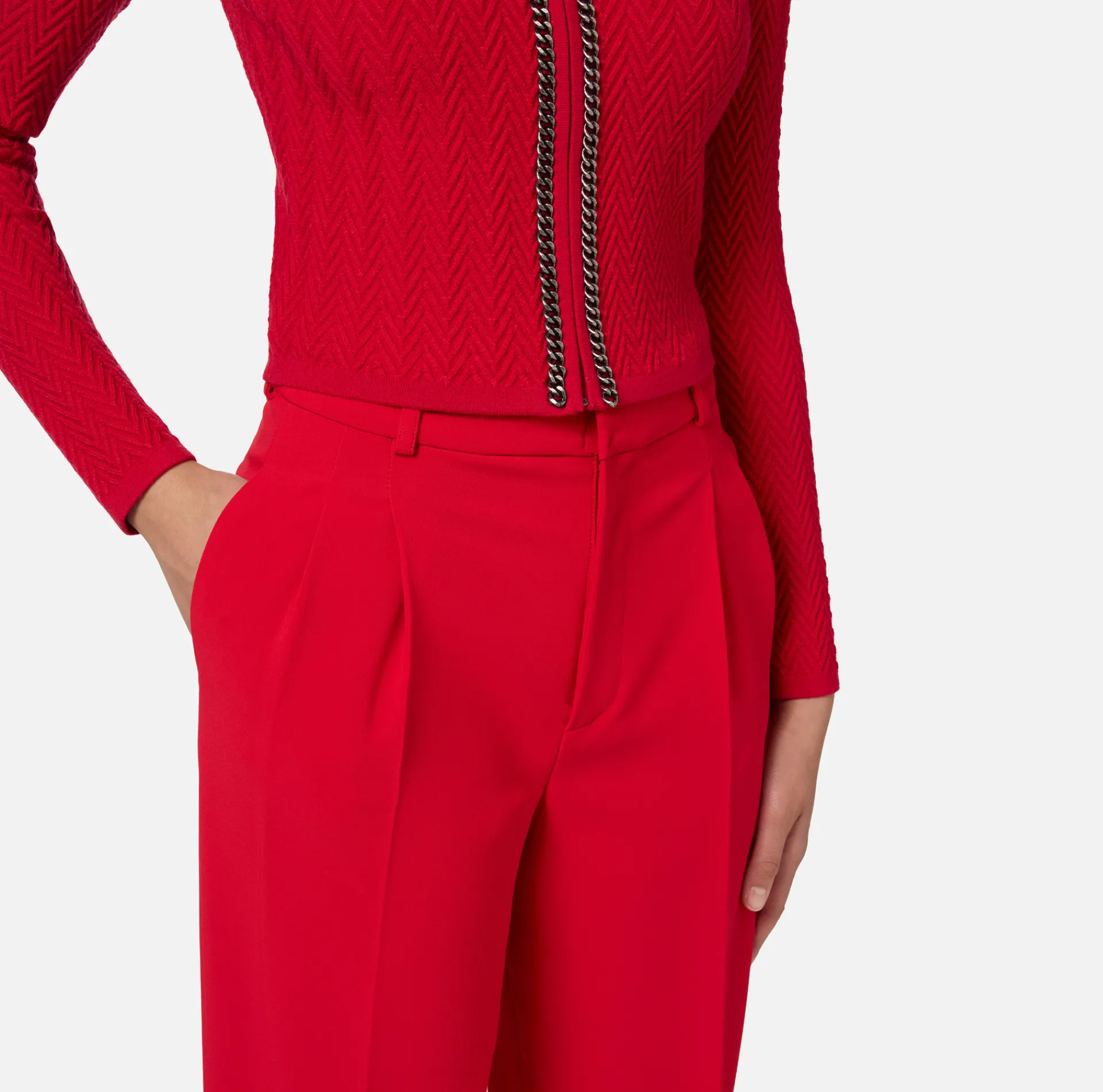 Elisabetta Franchi Trousers And Shorts|Stretch crêpe trousers with double darts RedPassion