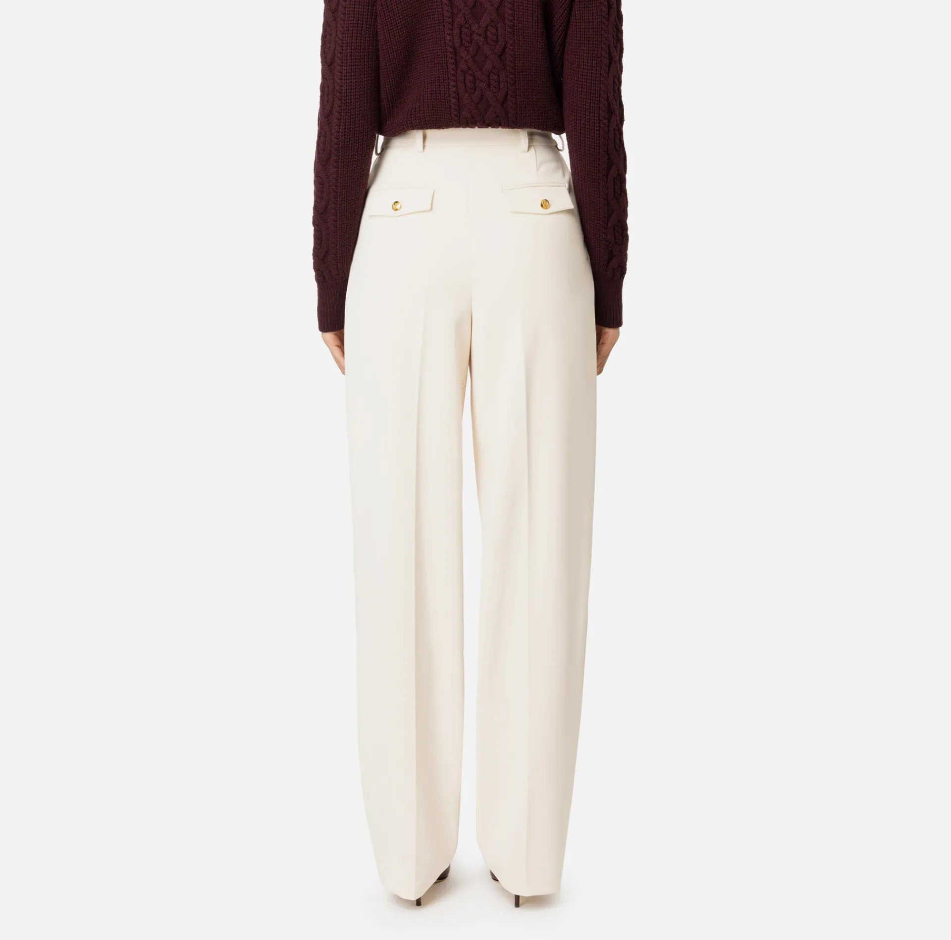 Elisabetta Franchi Trousers And Shorts|Stretch crêpe trousers with double darts Butter