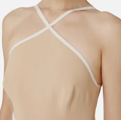 Elisabetta Franchi Mini Dresses|Dresses|Stretch crêpe two-tone mini-dress with logoed elastic
