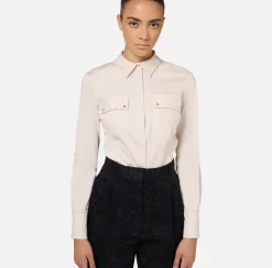 Elisabetta Franchi Shirts And Blouses|Top And T-Shirts|Stretch poplin bodysuit-style shirt with cut-out Latex