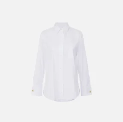 Elisabetta Franchi Shirts And Blouses|Striped jacquard poplin shirt with cufflinks White