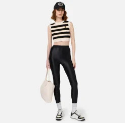 Elisabetta Franchi Top And T-Shirts|Striped lurex viscose cropped top