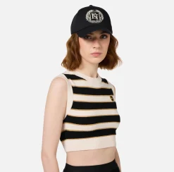 Elisabetta Franchi Top And T-Shirts|Striped lurex viscose cropped top