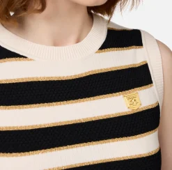 Elisabetta Franchi Top And T-Shirts|Striped lurex viscose cropped top