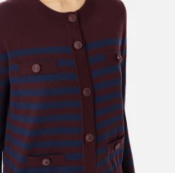 Elisabetta Franchi Knitwear And Sweatshirts|Striped wool cardigan Gold