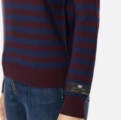 Elisabetta Franchi Knitwear And Sweatshirts|Striped wool jumper Gold
