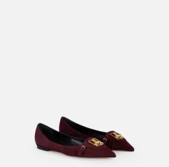 Elisabetta Franchi Sneakers & Flat Shoes|Suede flats with shield flap RougeNoir