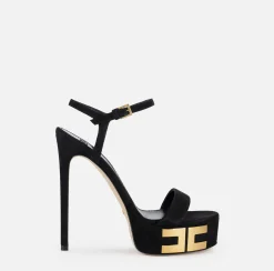 Elisabetta Franchi Sandals|Suede platform sandals with logo
