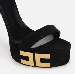 Elisabetta Franchi Sandals|Suede platform sandals with logo