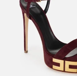 Elisabetta Franchi Sandals|Suede platform sandals with logo RougeNoir