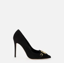 Elisabetta Franchi Pumps|Suede pump with flap and shield Black