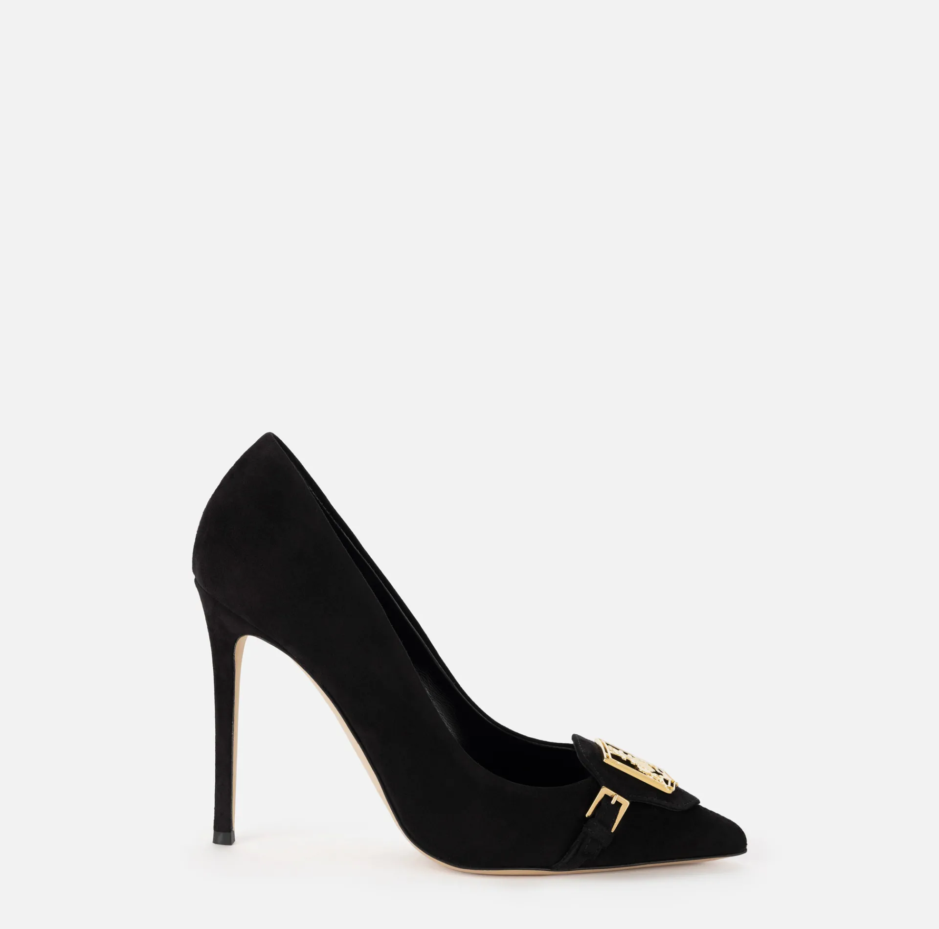 Elisabetta Franchi Pumps|Suede pump with flap and shield Black