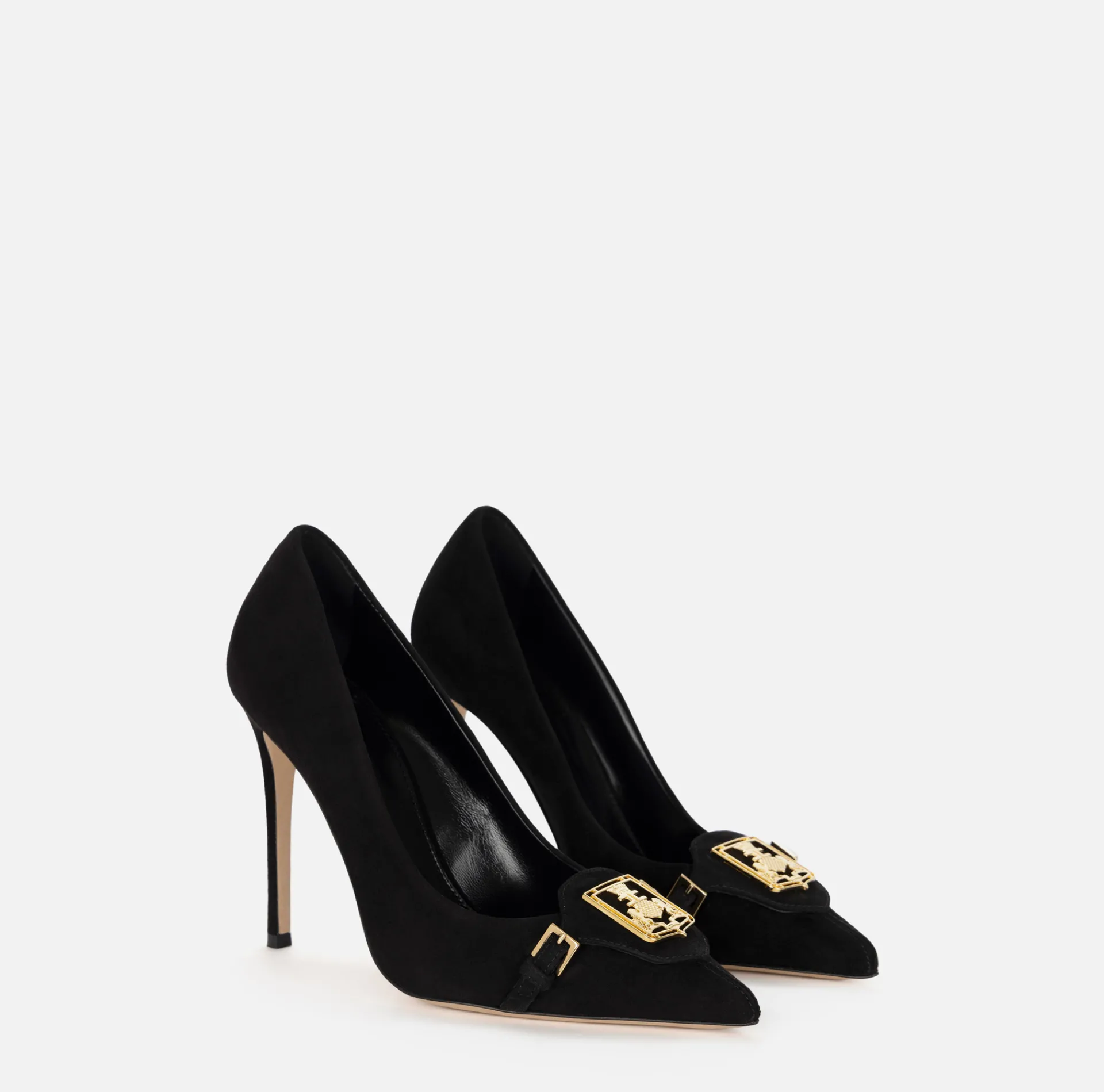 Elisabetta Franchi Pumps|Suede pump with flap and shield Black