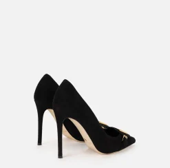 Elisabetta Franchi Pumps|Suede pump with flap and shield Black