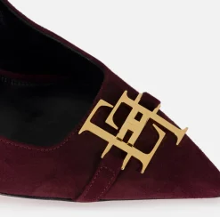Elisabetta Franchi Pumps|Suede pump with logo plaque RougeNoir