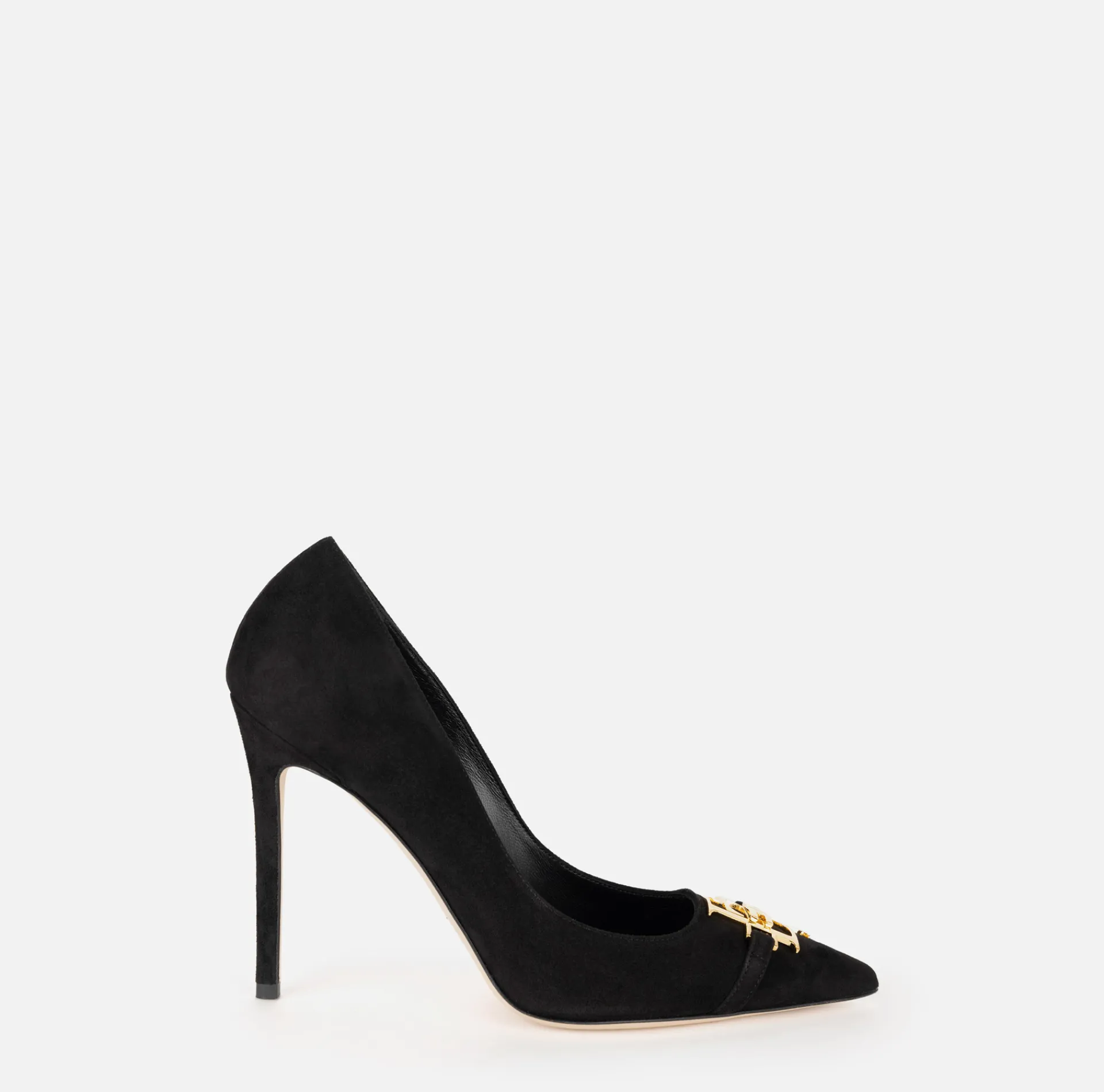Elisabetta Franchi Pumps|Suede pump with logo plaque Black