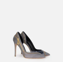 Elisabetta Franchi Pumps|Suede pump with zip Steel