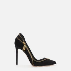 Elisabetta Franchi Pumps|Suede pump with zip Black