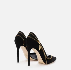 Elisabetta Franchi Pumps|Suede pump with zip Black