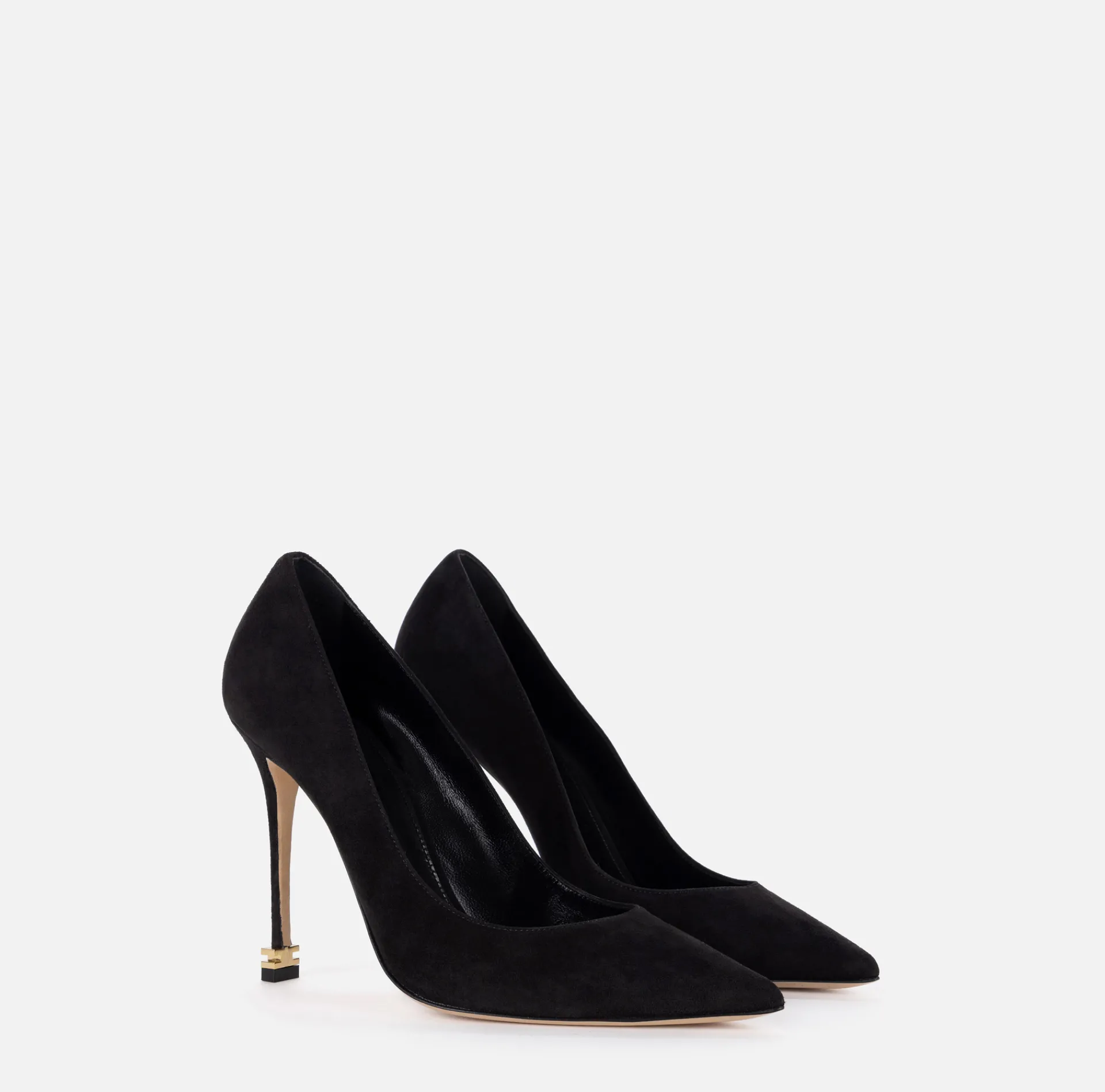 Elisabetta Franchi Pumps|Suede pumps with logo Étoile Black