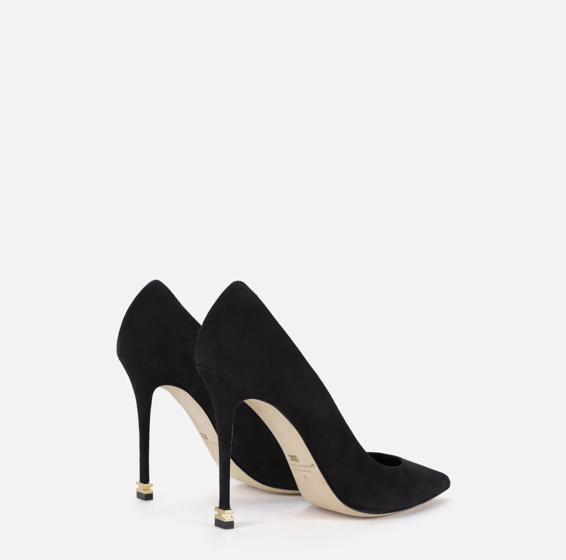Elisabetta Franchi Pumps|Suede pumps with logo Étoile Black