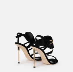 Elisabetta Franchi Sandals|Suede sandal with sculpted heel Black