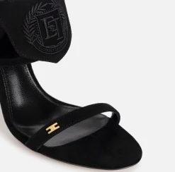 Elisabetta Franchi Sandals|Suede sandal with sculpted heel Black