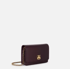 Elisabetta Franchi Strap Bags|Synthetic material shoulder bag with logo plaque RougeNoir