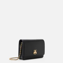 Elisabetta Franchi Strap Bags|Synthetic material shoulder bag with logo plaque Black