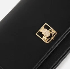 Elisabetta Franchi Strap Bags|Synthetic material shoulder bag with logo plaque Black