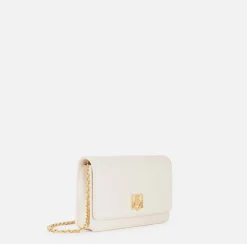 Elisabetta Franchi Strap Bags|Synthetic material shoulder bag with logo plaque Butter