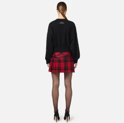 Elisabetta Franchi Skirts|Tartan wool pleated miniskirt RedPassion/Black