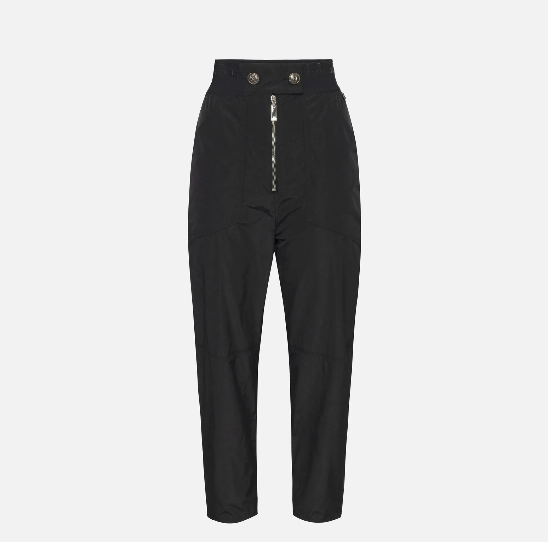 Elisabetta Franchi Trousers And Shorts|Technical nylon boyfriend trousers with logoed elastic Black