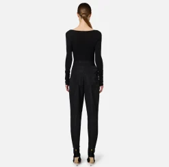 Elisabetta Franchi Trousers And Shorts|Technical nylon boyfriend trousers with logoed elastic