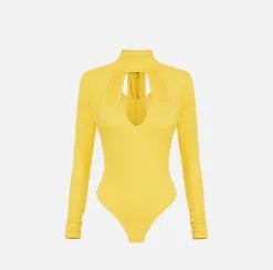 Elisabetta Franchi Top And T-Shirts|Tie neck bodysuit in jersey fabric Mimosa