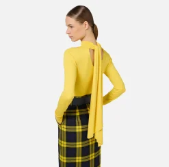 Elisabetta Franchi Top And T-Shirts|Tie neck bodysuit in jersey fabric Mimosa
