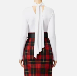 Elisabetta Franchi Top And T-Shirts|Tie neck bodysuit in jersey fabric Ivory