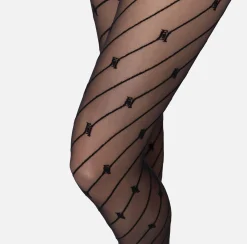 Elisabetta Franchi Stockings And Tights|Tights with diagonal stripe and logo Black