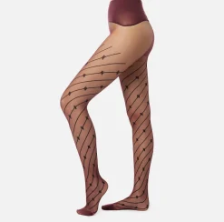 Elisabetta Franchi Stockings And Tights|Tights with diagonal stripe and logo RougeNoir
