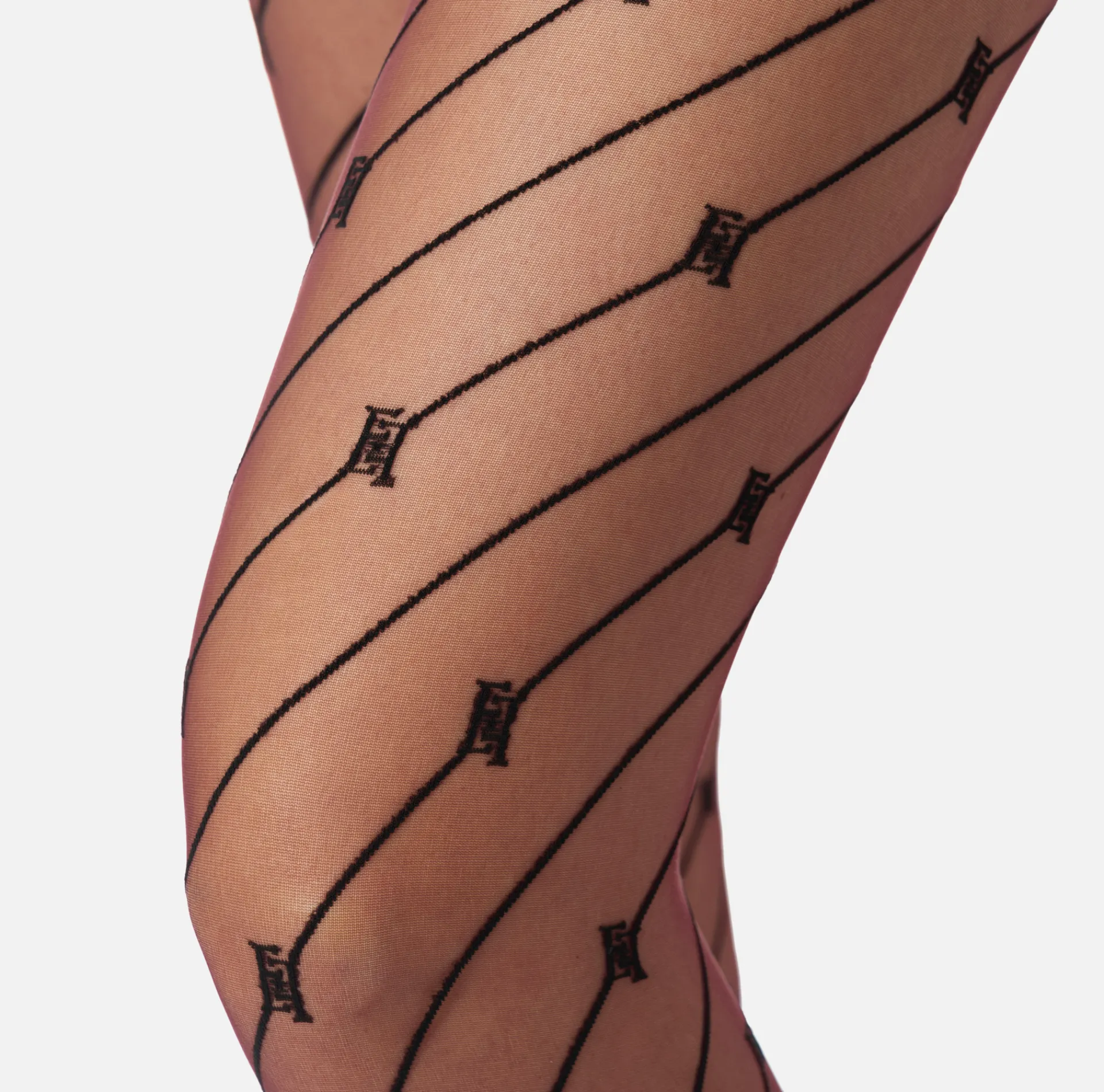 Elisabetta Franchi Stockings And Tights|Tights with diagonal stripe and logo RougeNoir