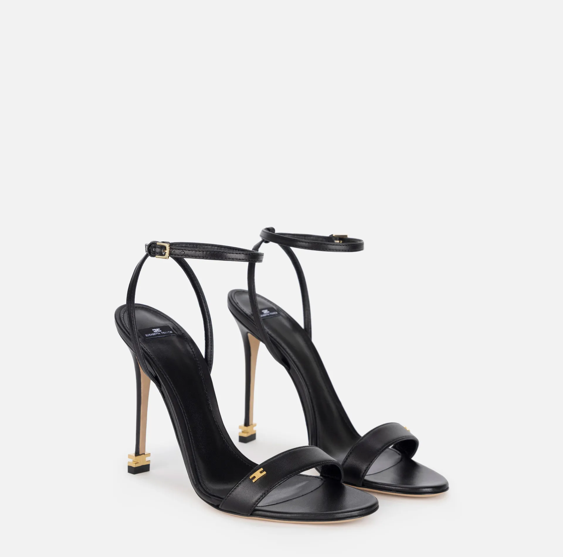 Elisabetta Franchi Sandals|Étoile Nappa leather sandals with ankle strap Black