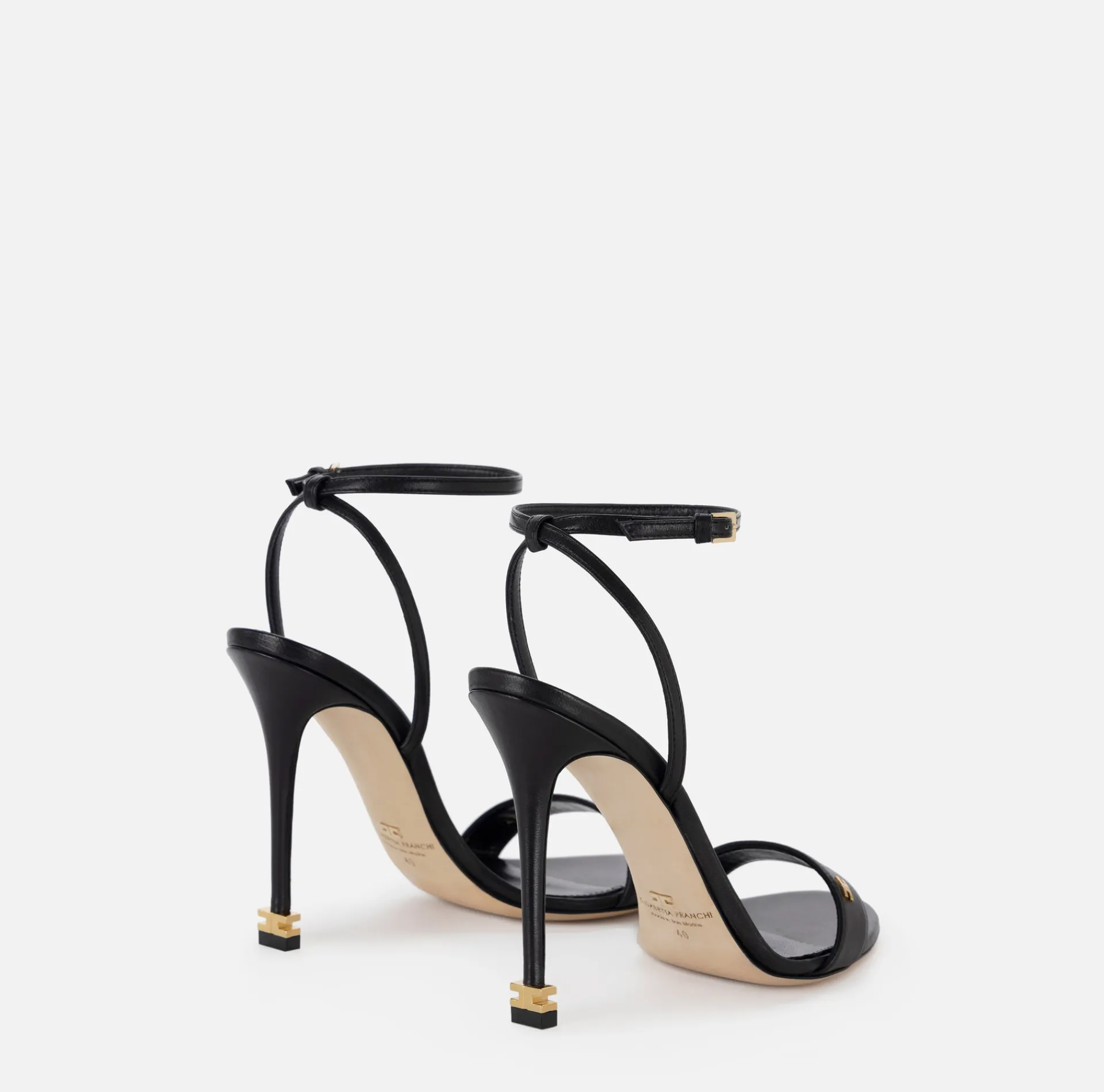 Elisabetta Franchi Sandals|Étoile Nappa leather sandals with ankle strap Black