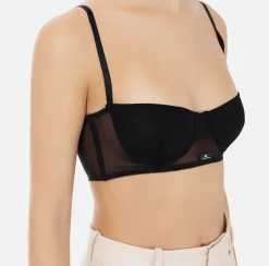 Elisabetta Franchi Top And T-Shirts|Top bra in stretch tulle Black