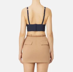 Elisabetta Franchi Top And T-Shirts|Top in double layer crêpe with logo plaque Navy