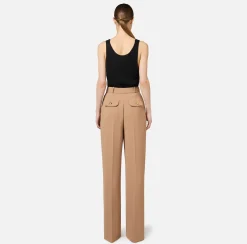 Elisabetta Franchi Top And T-Shirts|Top in pleated rib viscose fabric Black