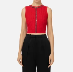 Elisabetta Franchi Top And T-Shirts|Top in viscose fabric with chain RedPassion