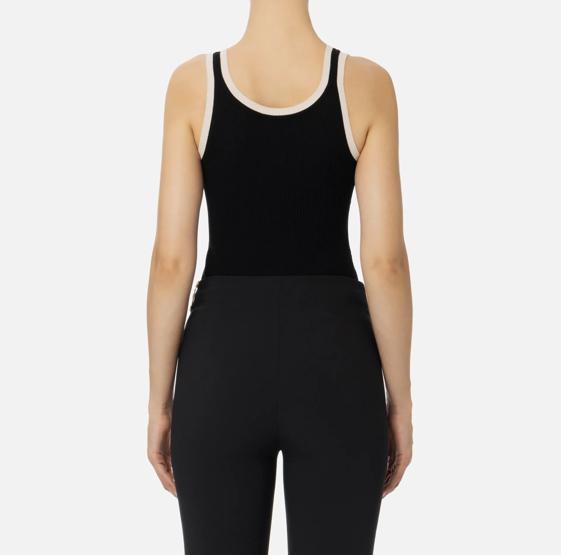 Elisabetta Franchi Top And T-Shirts|Top in viscose fabric with college-style logo Black/Butter